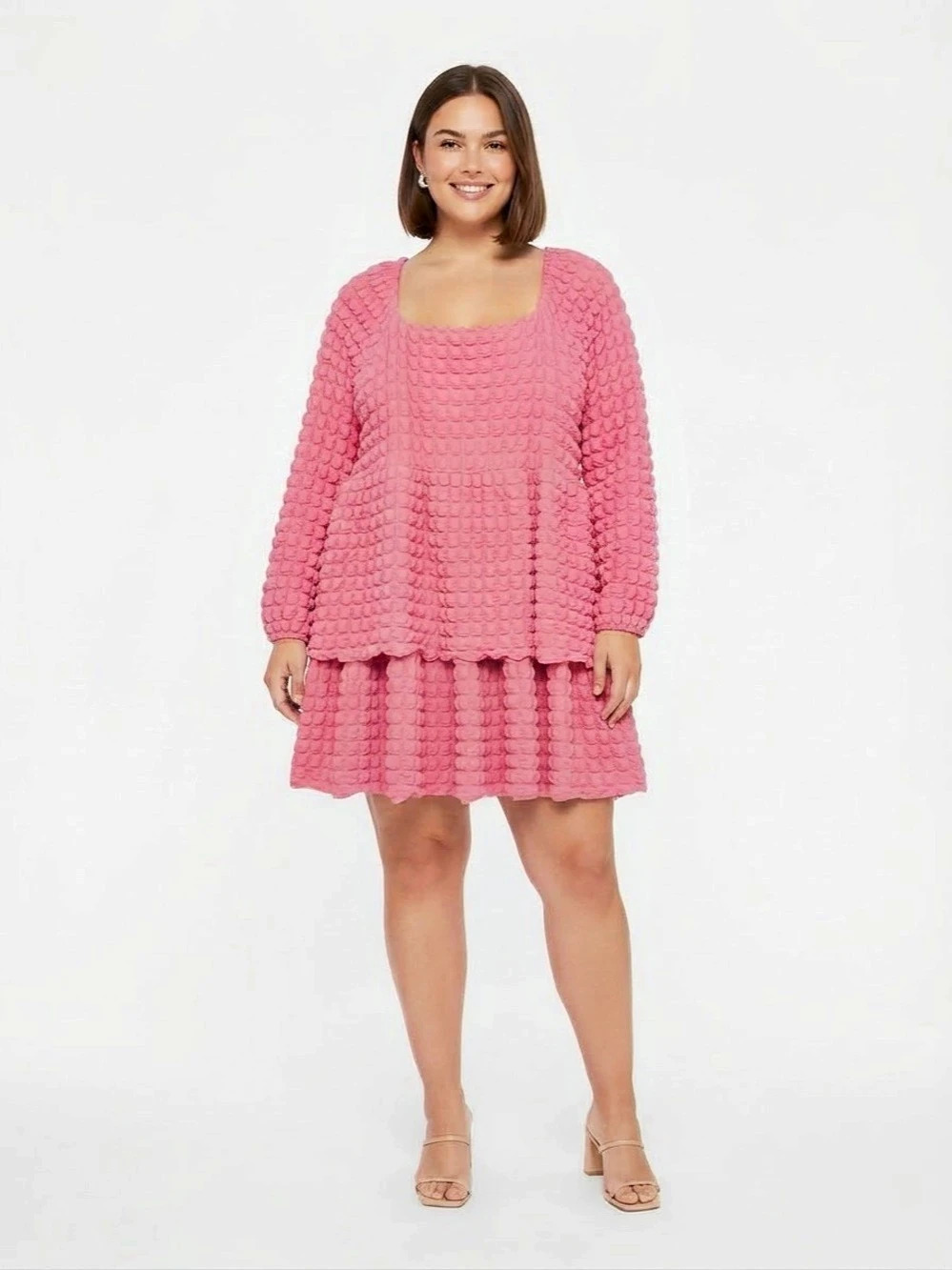 Simply Southern Bubble Breeze Dress Textured Pink Mini XXL